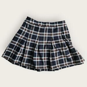 Hollister Skirt Mini Jrs. Sz M Black Brown Plaid Ultra High-Rise Dark Academia